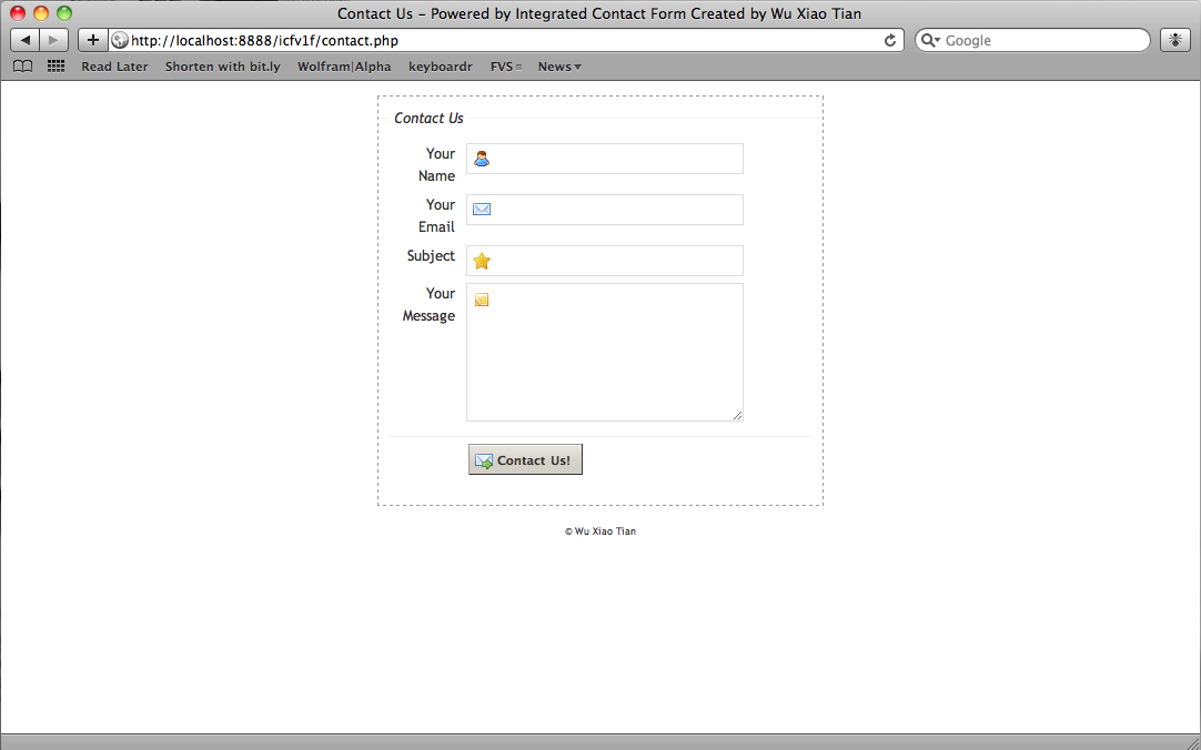 New Integrated Contact Form default theme